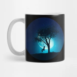 Girl on swing at night Mug